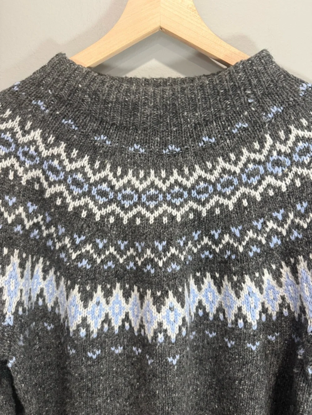 JCREW Charcoal Fair Isle Crewneck Sweater‎ - Women Size Large